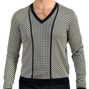 Prada Men's Multi-Color Silk V-Neck Pullover Sweater US S IT 48